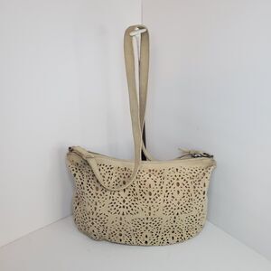 American Eagle Suede Beige Cutout Sloulchy Shoulder Bag Hippie Boho Summer
